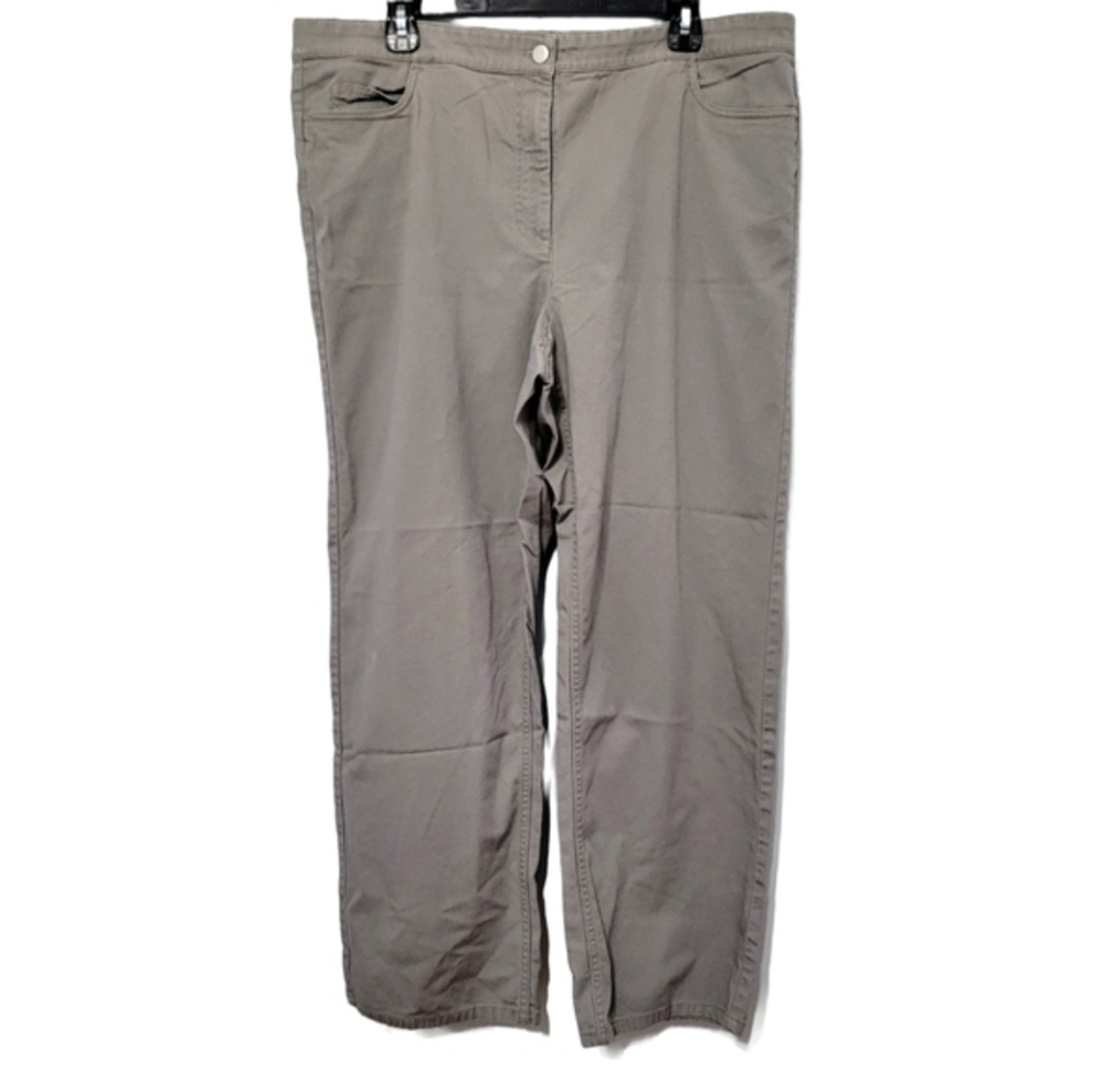 Eileen Fisher Woman Grey Straight Leg Button Front Twill Pant‎ Size 1X, Neutral